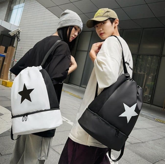 ナイロンバッグ 巾着 星柄デザイン 巾着型リュック