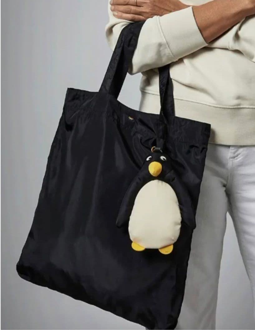 ナイロンバッグ トート ペンギンチャーム付きエコバッグ