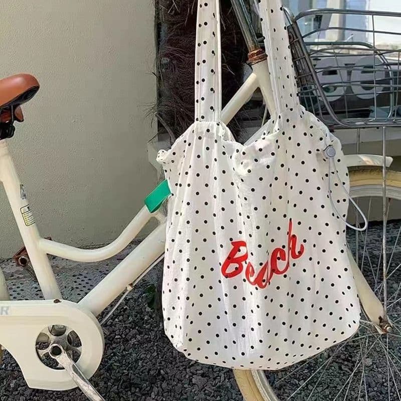 ナイロンバッグ ショルダー 水玉模様 軽量トートバッグ