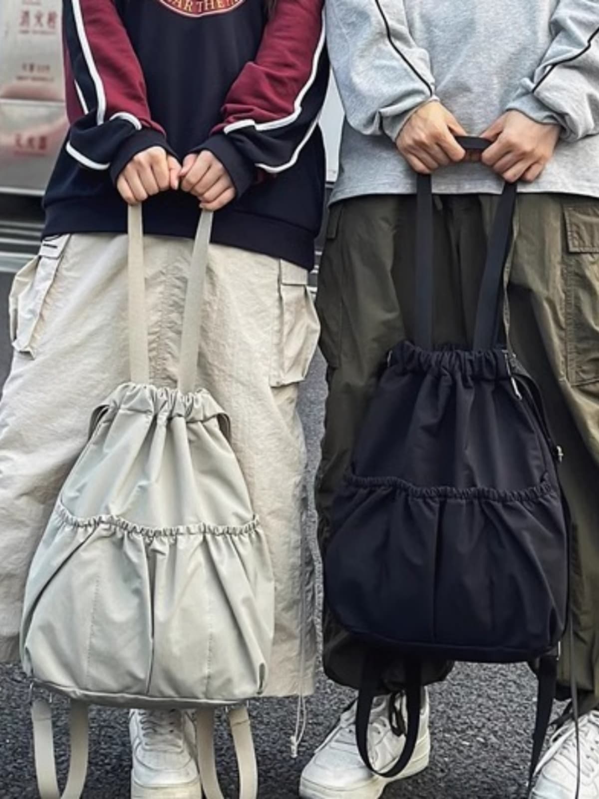 ナイロンバッグ 巾着 ギャザー入り巾着リュック
